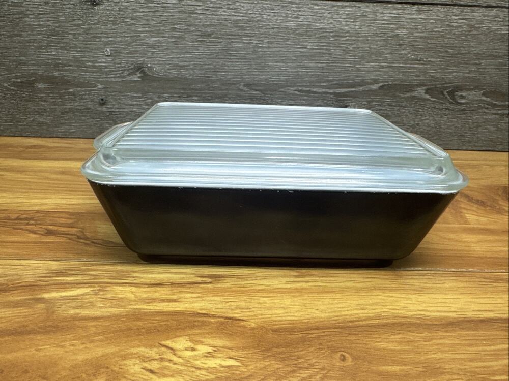 Pyrex Black 503 RODNEY KENT STARLINE Matte Black Refrigerator Dish 1.5 Qt W/ Lid
